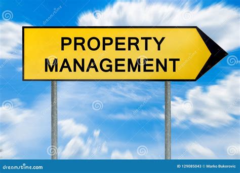 Yellow Street Concept Property Management Sign Stock Image - Image of direction, management ...