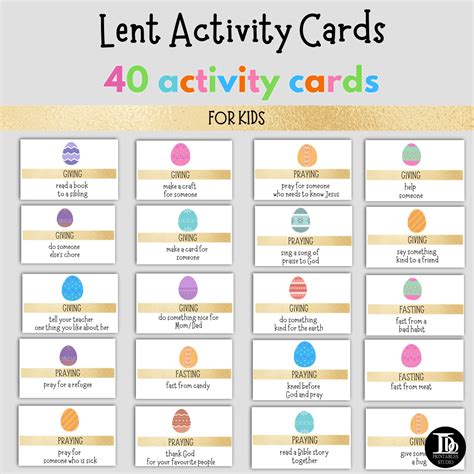 Printable 40 lent activity cards lenten activity for etsy uk – Artofit