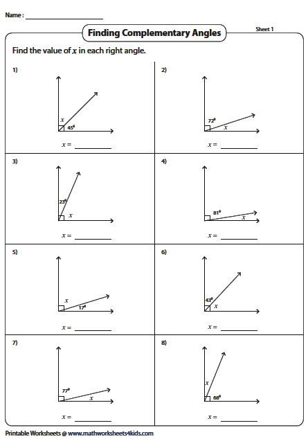 Complementary and Supplementary Angles Worksheets | Geometry worksheets, Supplementary angles ...