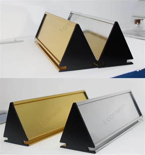 Plating Surface Silver Desktop Nameplate/metal Table Sign Holder/ Desk Nameplate Holder 2*10 ...