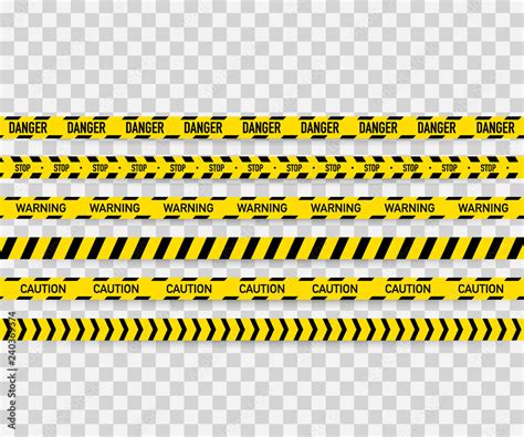 Vector set of seamless caution tapes. Warning tape, danger tape ...