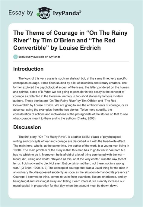 Courage in "On The Rainy River" by O'Brien and "The Red Convertible" by ...