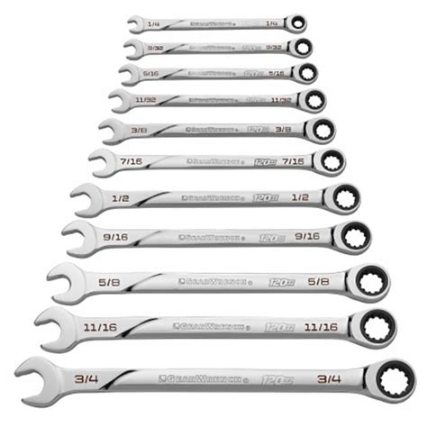 GearWrench 86450 11pc 120XP Spline XL Ratchet Combo SAE Wrench