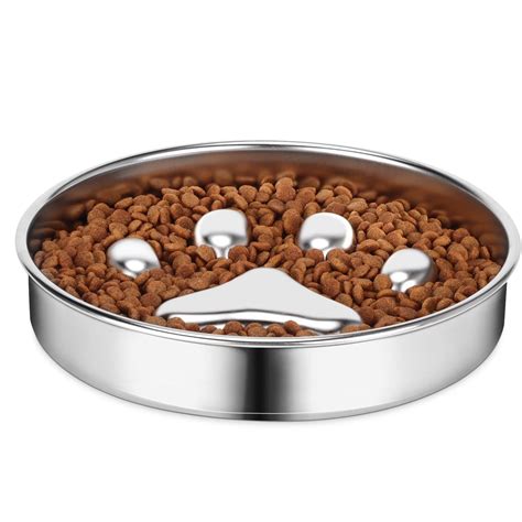 AIPERRO Slow Feeder Dog Bowls 304 Stainless Steel, 2 Cups Metal Dog Food Bowls, Dog Water Bowl ...