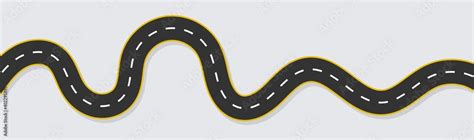 Horizontal asphalt road template. Winding road vector illustration. Seamless highway marking ...