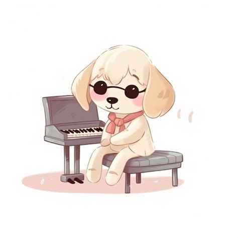 Premium AI Image | A cartoon dog sitting at a piano with sunglasses on ...