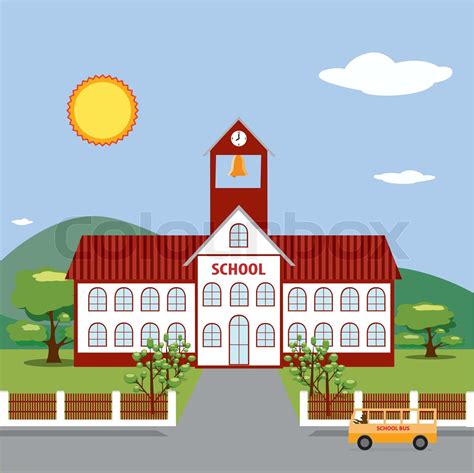 edificio, escuela, dibujos animados | Vector de archivo | Colourbox