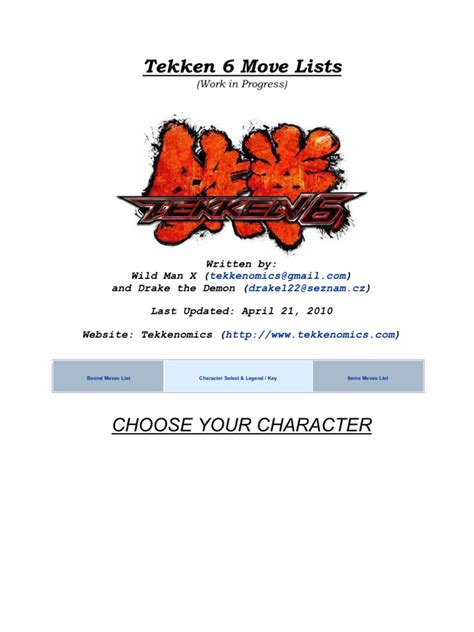 Tekken 6 Move Lists: A Comprehensive Reference for Character Moves ...