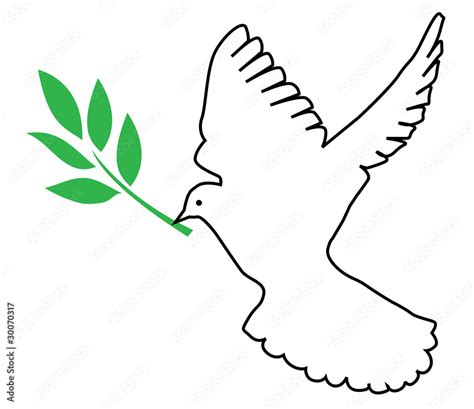 vector dove silhouette with olive branch Stock Vector | Adobe Stock