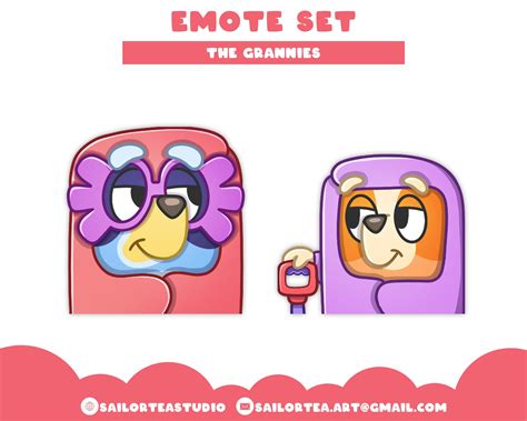 Bluey the Grannies Emote Set P2U Twitch Discord Youtube Emotes Janet ...