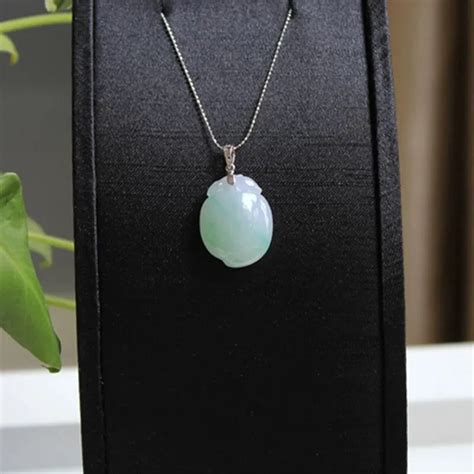 New 925 sterling silver jade necklace natural jade peace button design ...