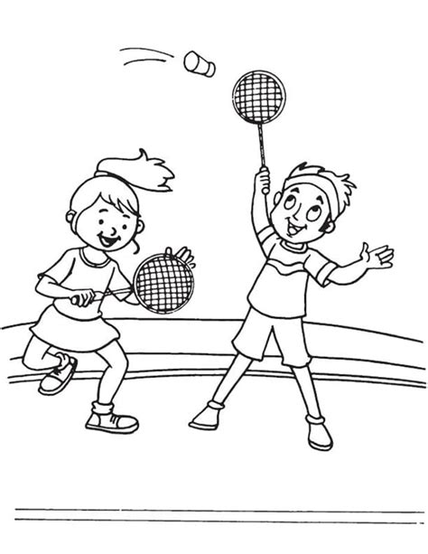 Kids Play Badminton coloring page - Download, Print or Color Online for Free