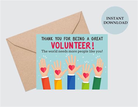 Volunteer Appreciation Card Printable / Volunteer Thank You - Etsy UK