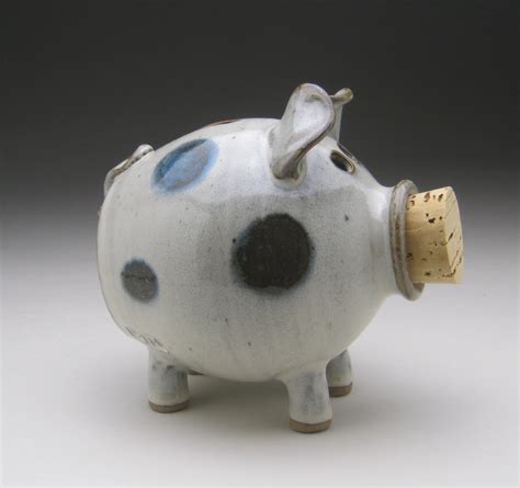 Ceramic Piggy Bank White With Blue Polka Dots Made to - Etsy