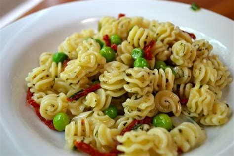 Radiatore Pasta with ramps, sundried tomatoes and peas Recipe on Food52