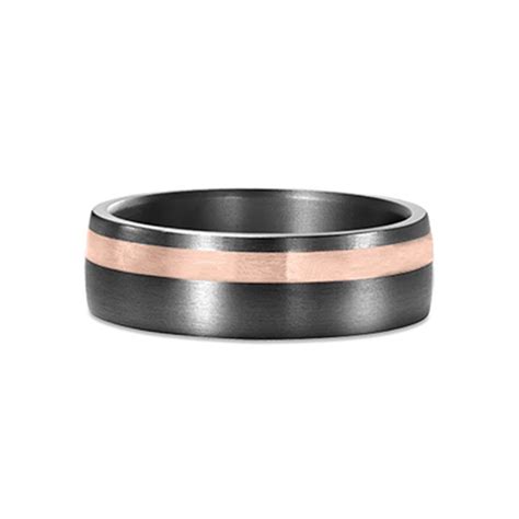 Tantalum And Gold Inlay Wedding Band 649A02 | Temple & Grace AU