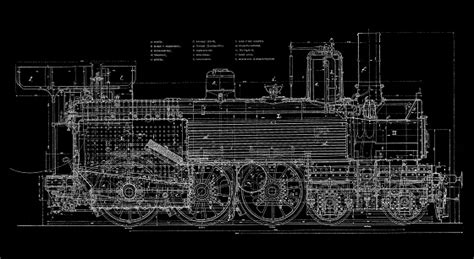 Vintage Train Blueprint Stock Illustration - Download Image Now - iStock