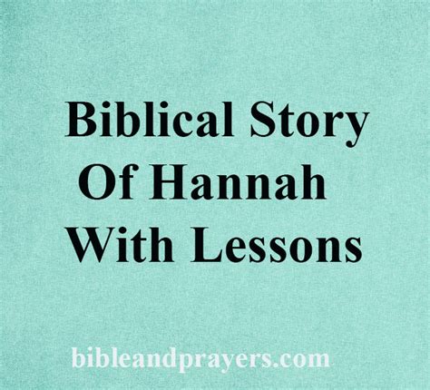 Biblical Story Of Hannah With Lessons -Bibleandprayers.com