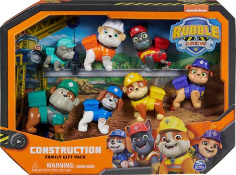 Paw Patrol Rubble Crew Mini Figure Construction Family 7-Piece Gift Pack Wheeler, Mix, Charger ...