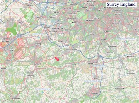 A Map of Surrey England. Surrey UK Map