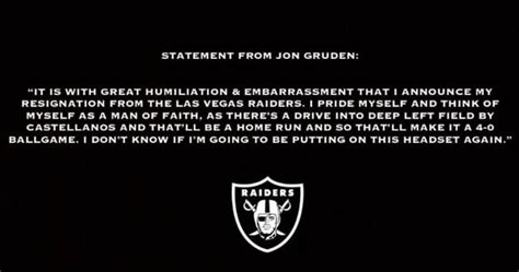 Statement from John Gruden after being fired for homophobic comments ...