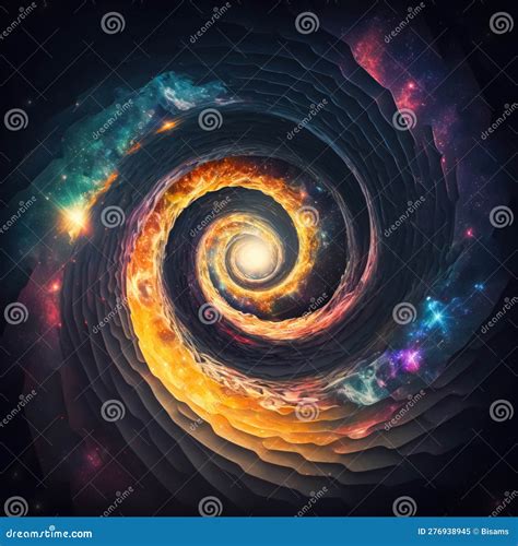 Abstract Starry Galaxy Spiral Wormhole Tunnel. Concept of Time Vortex ...