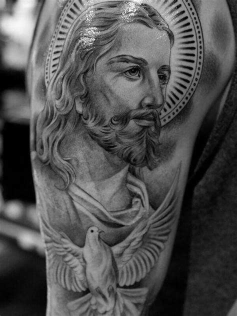 Jesus Tattoo On Arm, Jesus Tattoo Sleeve, Jesus Tattoo Design, Sleeve Tattoos, Religiöses Tattoo ...