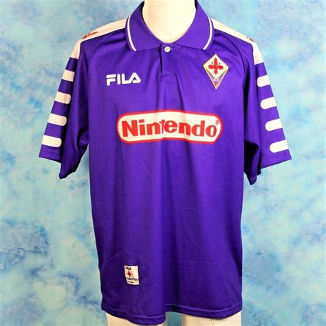 Fiorentina ACF FILA Nintendo Soccer Jersey Vintage 90s Size Large ...