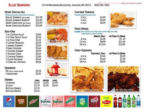 Online Menu of Ellis Seafood Restaurant, Jackson, Mississippi, 39213 - Zmenu