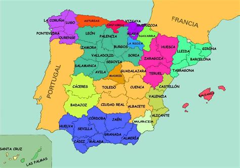 Spain states map - Map of Spain states (Southern Europe - Europe)