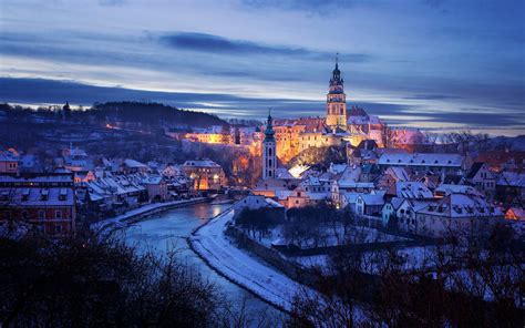 Download Czech Republic Winter Night Man Made City HD Wallpaper by Petr Kubát