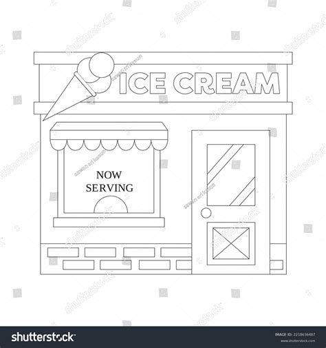 Editable Illustrated Ice Cream Shop Coloring Stock Vector (Royalty Free ...