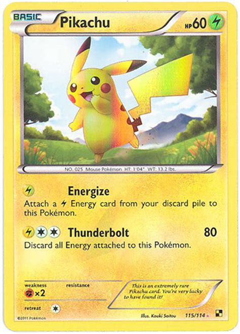 Pokemon Card - Black & White 115/114 - PIKACHU (holo-foil): Sell2BBNovelties.com: Sell TY Beanie ...