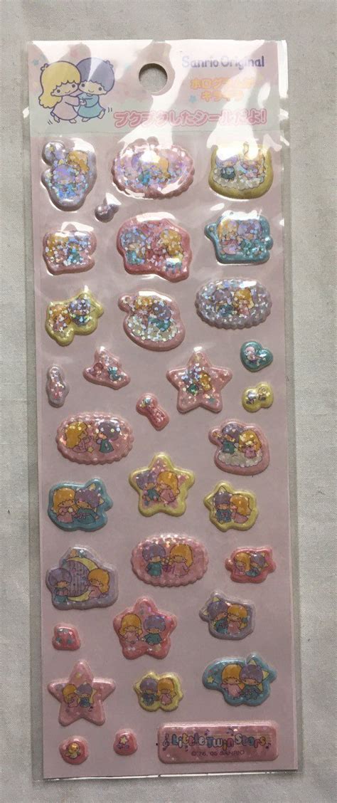 Sanrio Little Twin Stars Puffy Glitter Stickers 2005 | Etsy | Glitter stickers, Little twin ...