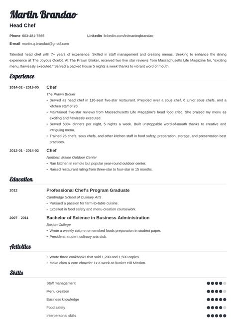 Culinary Resume Examples with Skills, Objectives & 20+ Tips