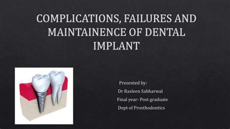 Complications failures and maintainence of dental implant