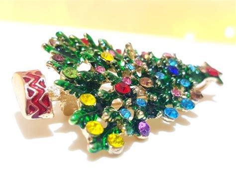 Brooches of Christmas Tree Pendant Brooch Enamel Rhinestone - Etsy