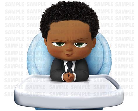 African American Boss Baby - Edible Cake Topper - 11.7 x 17.5 Inches 1/2 Sheet rectangular ...