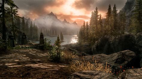 Skyrim Landscape Wallpaper Night