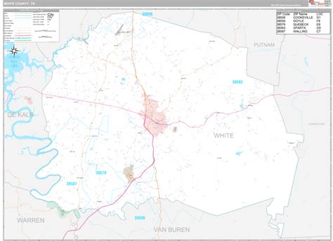 White County, TN Zip Code Map - Premium