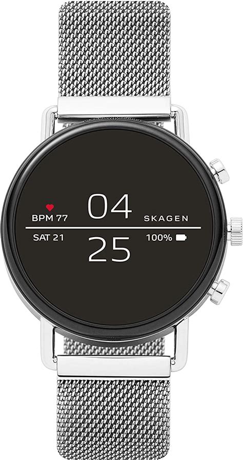 Smartwatches: Skagen Connected Falster 2 Stainless Steel Touchscreen Smartwatch with Heart Rate