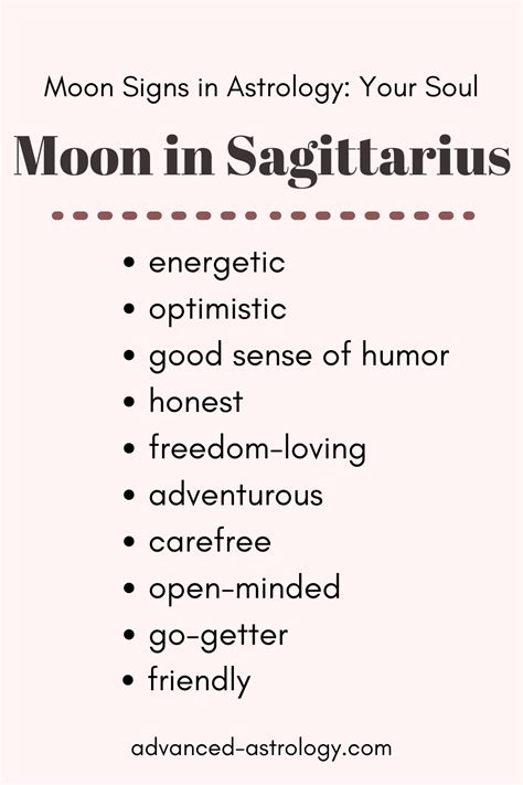 Moon in Sagittarius Natal Personality Traits Strengths Weaknesses ...