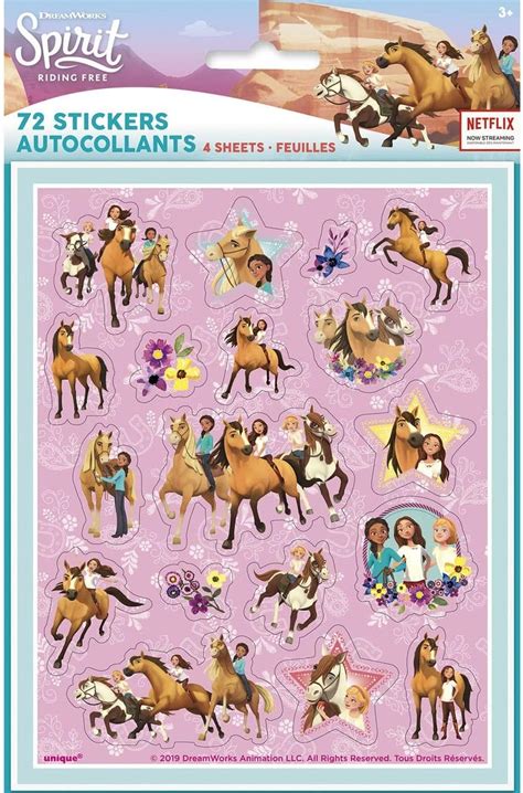 Amazon.com: Unique Spirit Riding Free Sticker Sheets | Assorted Designs | 4 Pcs : Toys & Games