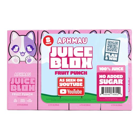 JuiceBlox Aphmau Fruit Punch Juice, 100% Fruit Juice, 6.75 fl oz, 8 Count Boxes - Walmart.com