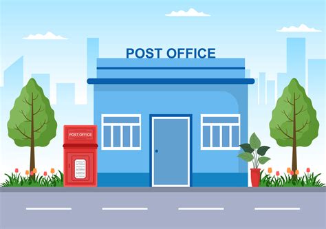 Postman Cartoon Building Vector Illustration Wearing a Uniform Carrying a Backpack Containing ...