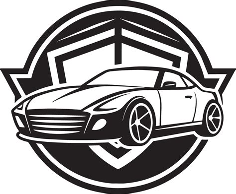 minimal car logo illustration black and white 46393326 Vector Art at ...