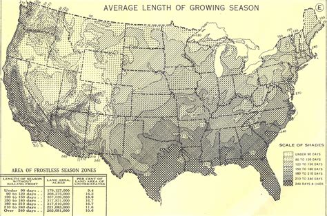 Average US growing season contour map, from Atlas of the Historical Geography of the United ...