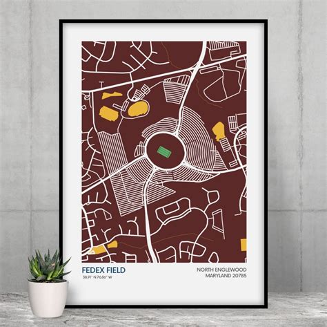 Washington Commanders Stadium Map Print Team Colours NFL - Etsy