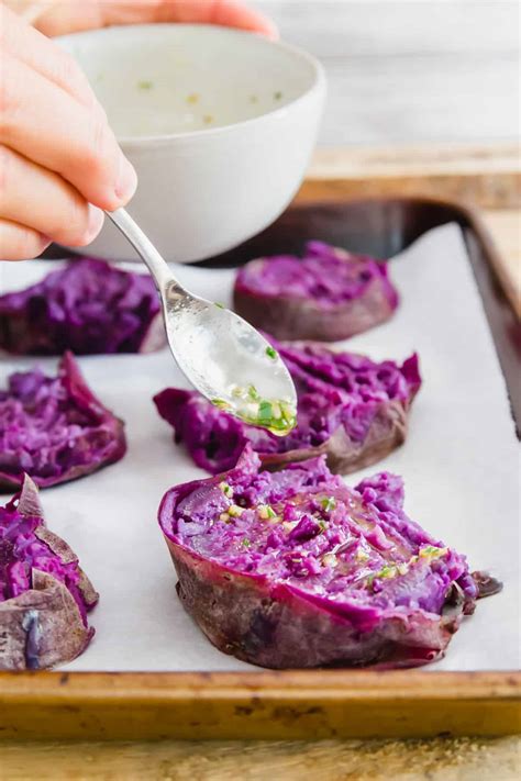 Roasted Stokes Purple Sweet Potato Recipe - Smashed Purple Potatoes