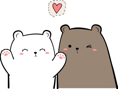 couple of white bear and teddy bear flat style cartoon illustration 10986478 PNG